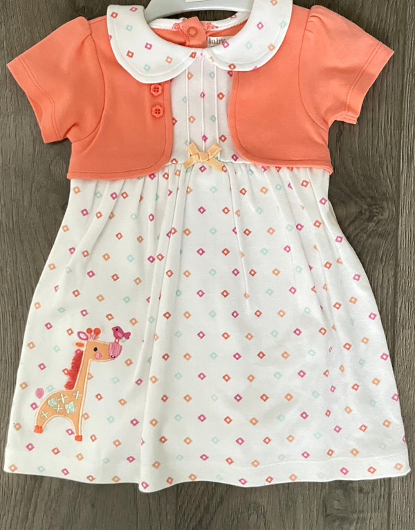 White Dress with Peach Jacket attached (newborn)