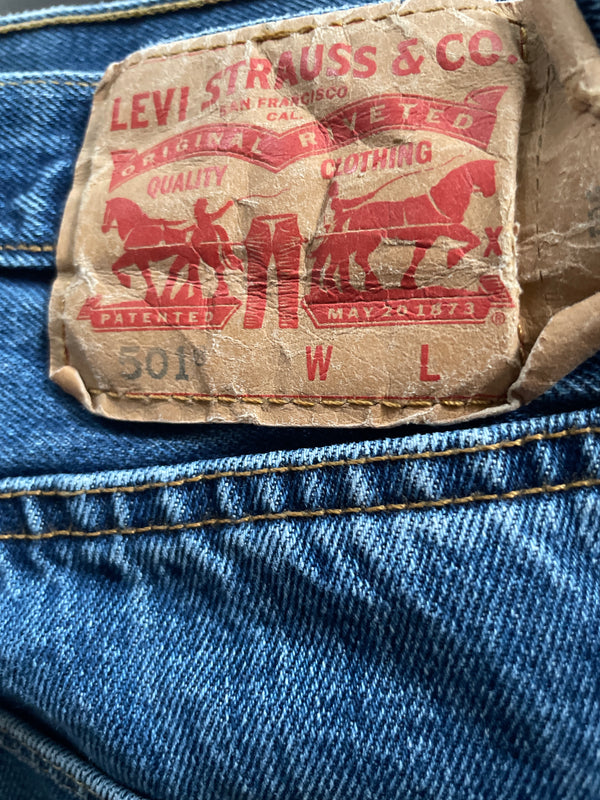 Vintage Up-cycled Levi's 501 Shorts, Blue, W36 L16