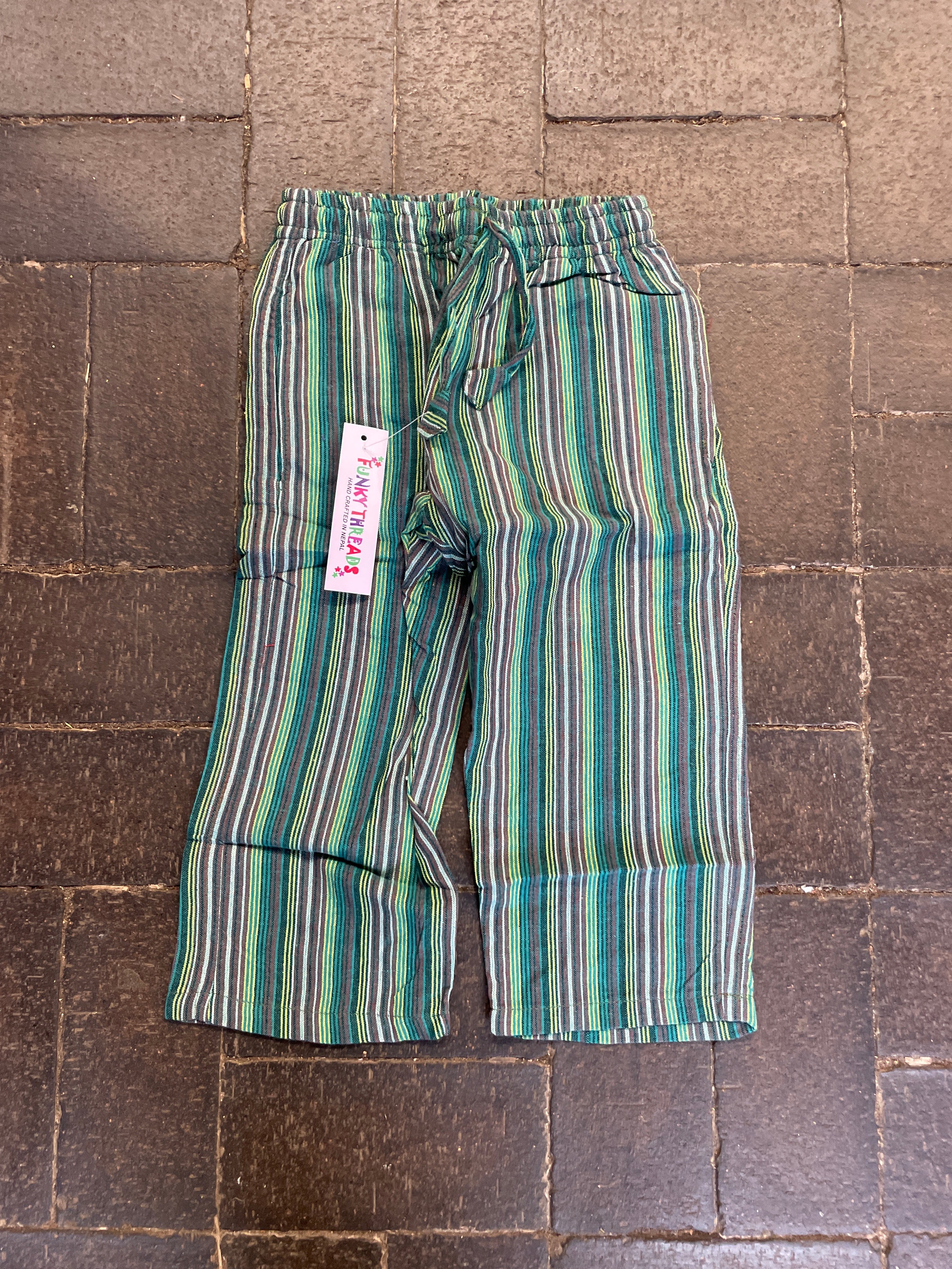 Green stripe trousers, (age 6-7)