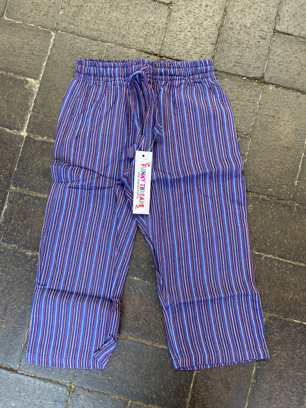 Purple/blue stripe trousers, (age 6-7)