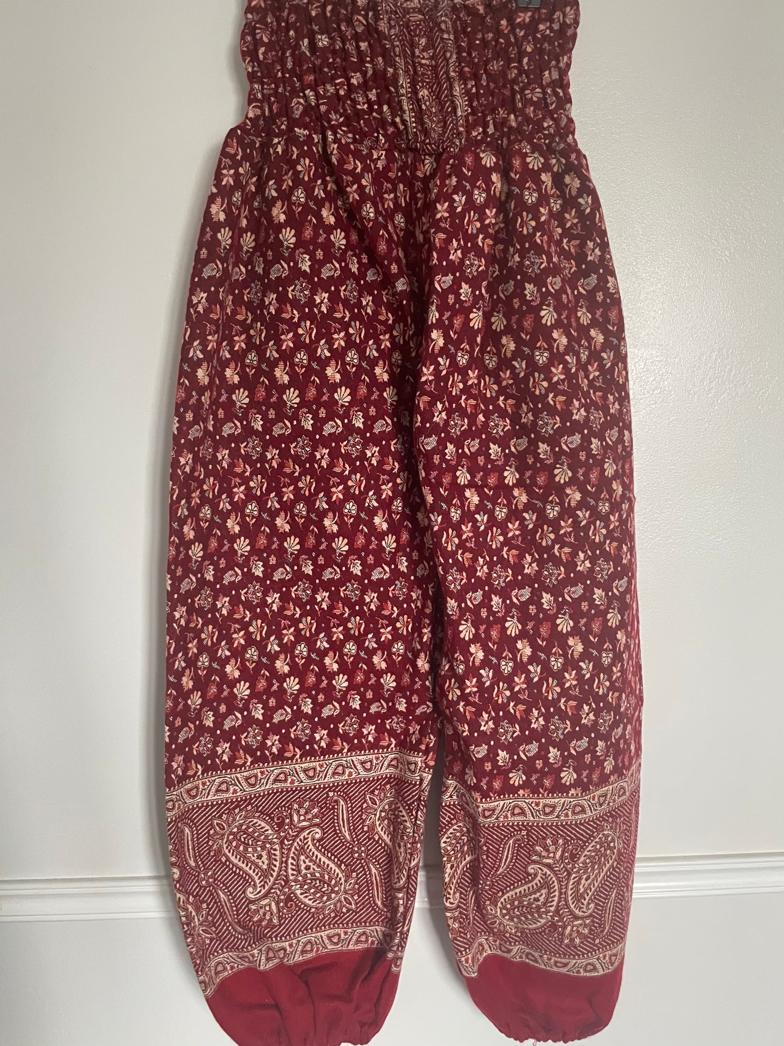 Snuggly Red Flower Cashmelon Trousers, 24-46” Waist