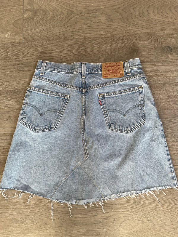 Vintage Up-cycled Levi's 505 Skirt, Light Blue, Waist 32" Length 19"