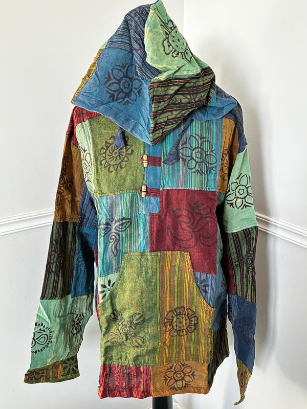 Patchwork Multi Hooded Shirt, XXL