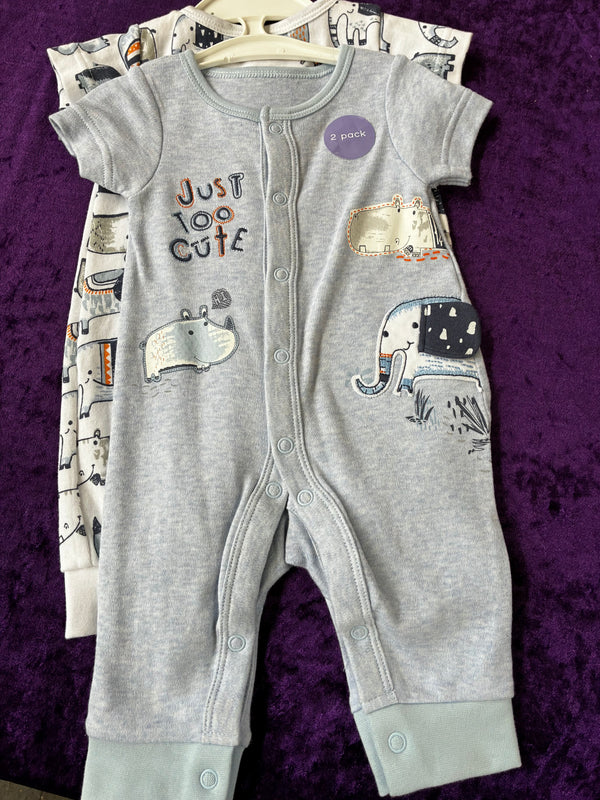 2 pack elephant and rhino romper (Newborn)