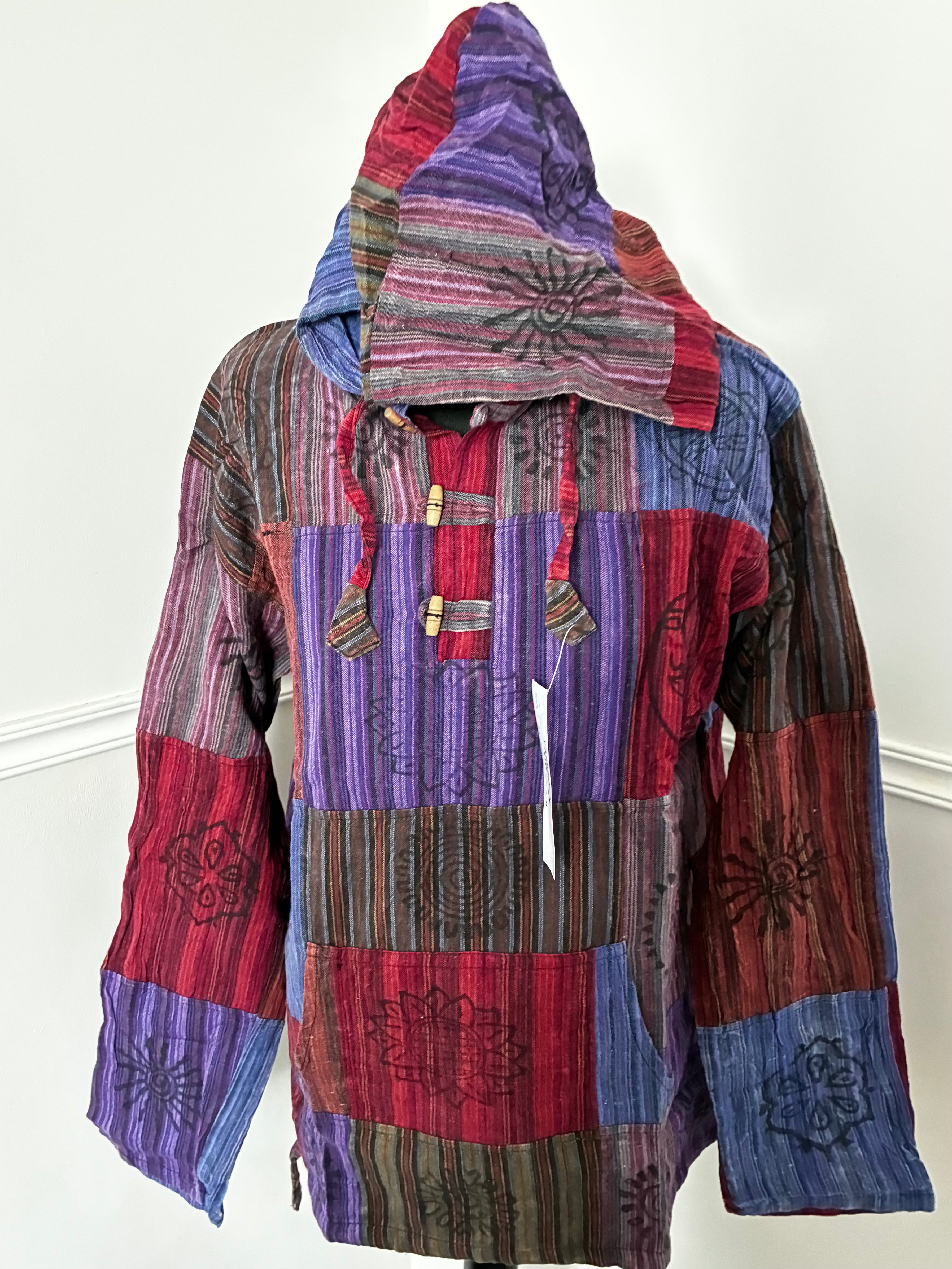 Patchwork Multi Hooded Shirt, S/M