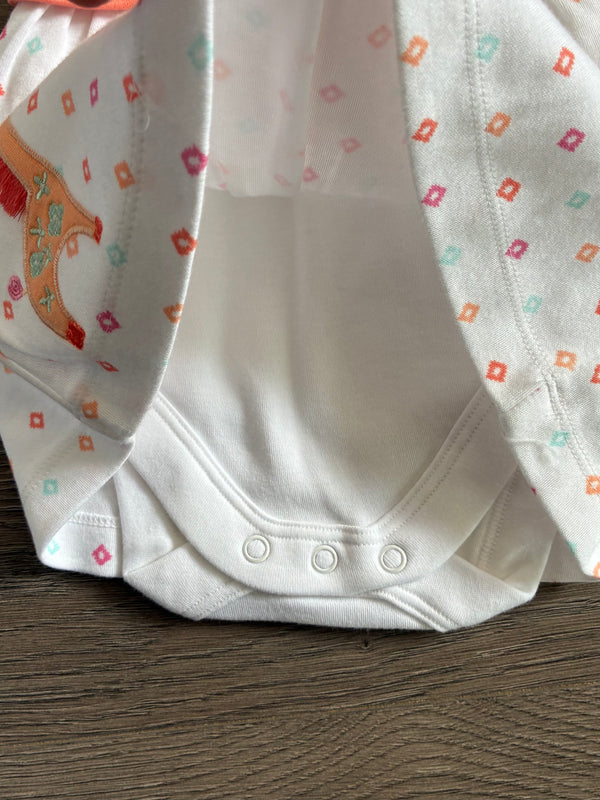 Peach giraffe dress (0-3 mths)