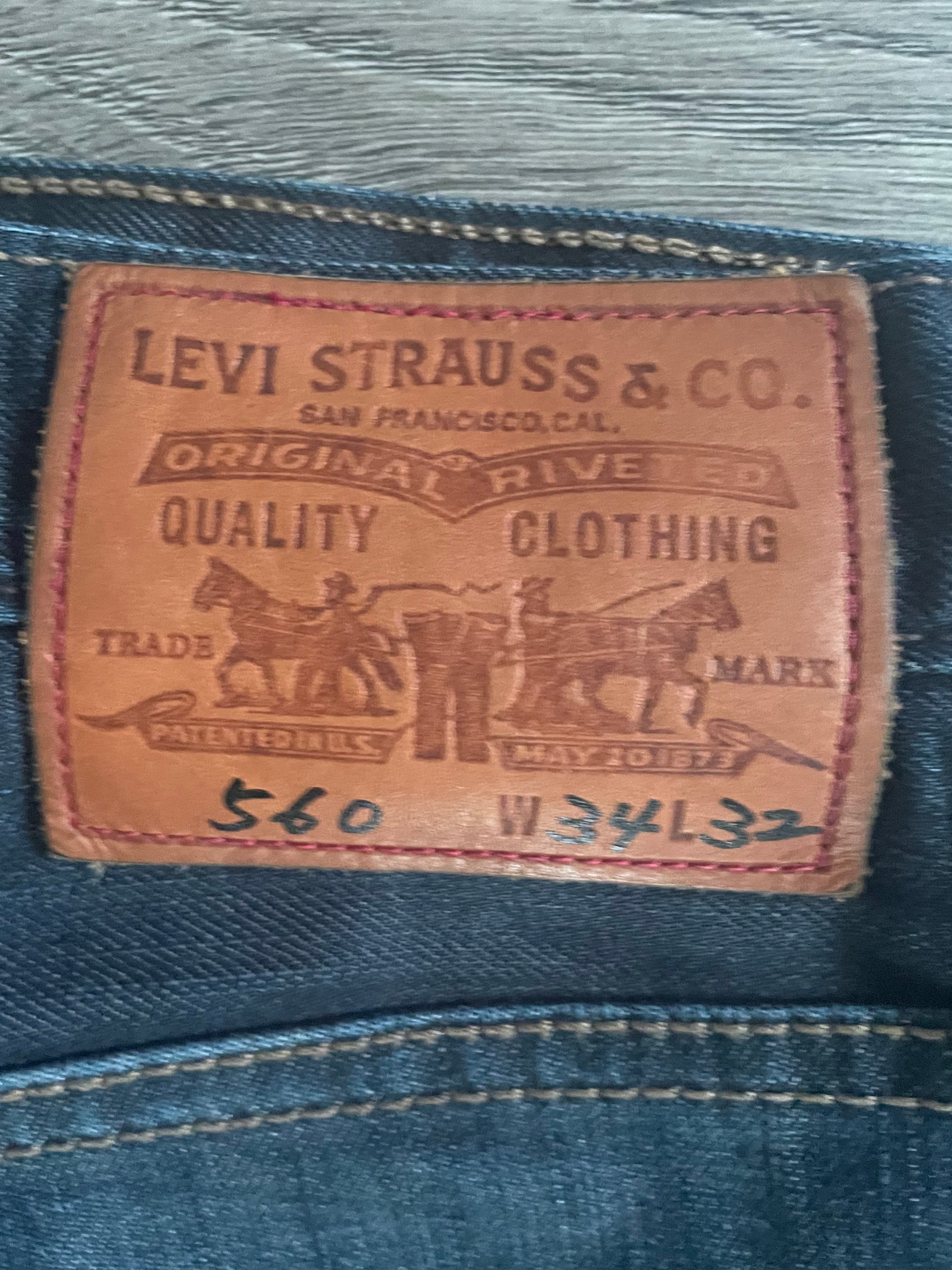 Vintage Levi's 560, Dark Blue, Label - W34, L32, Actual Size - W34, L28