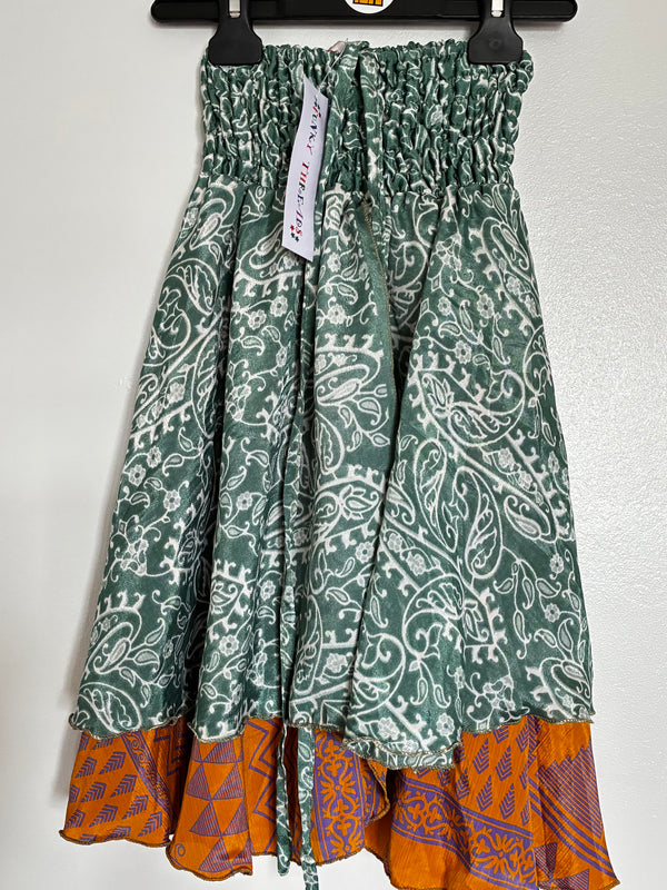 Sari Silk Layered Skirt/Dress, M