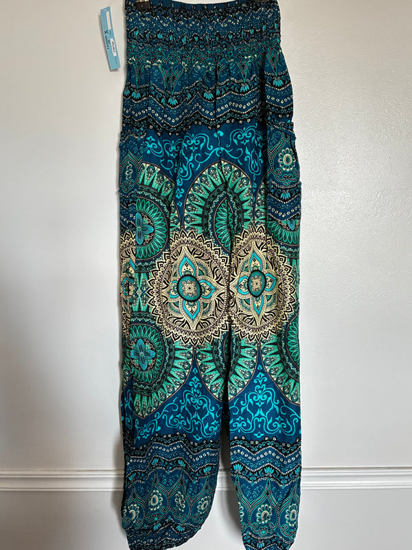 Green/Cream Circles Harem Trousers