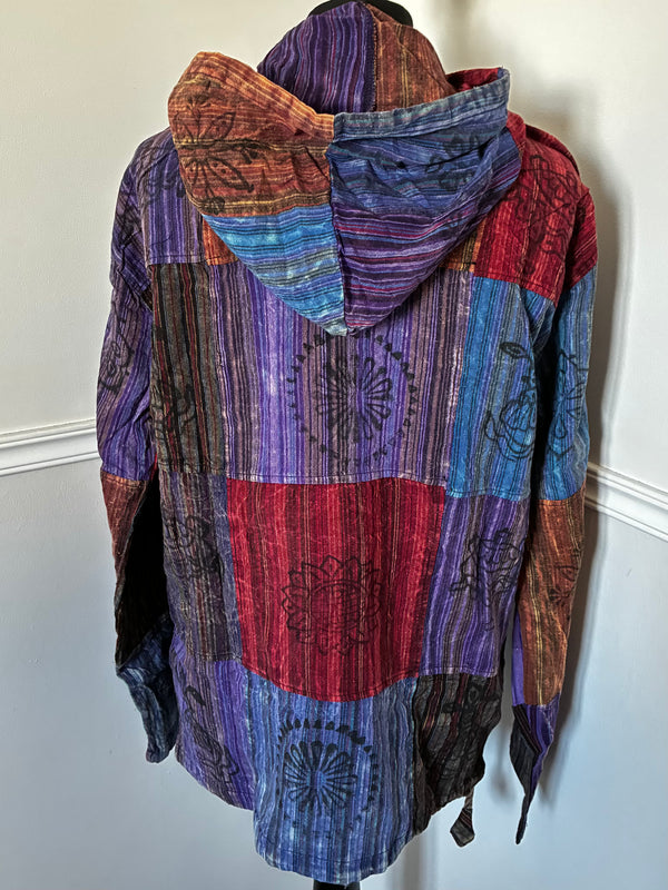 Patchwork Multi Hooded Shirt, S/M