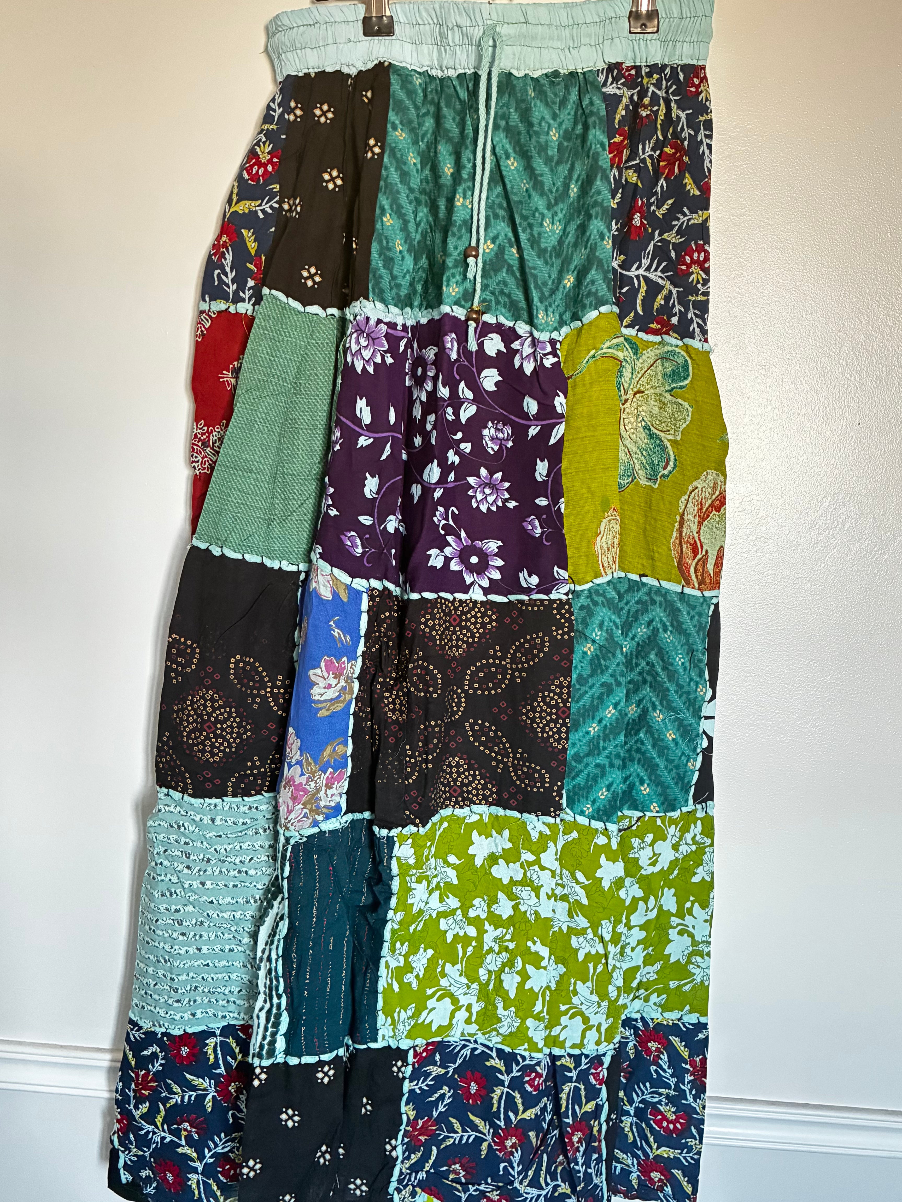 Green Patchwork Skirt