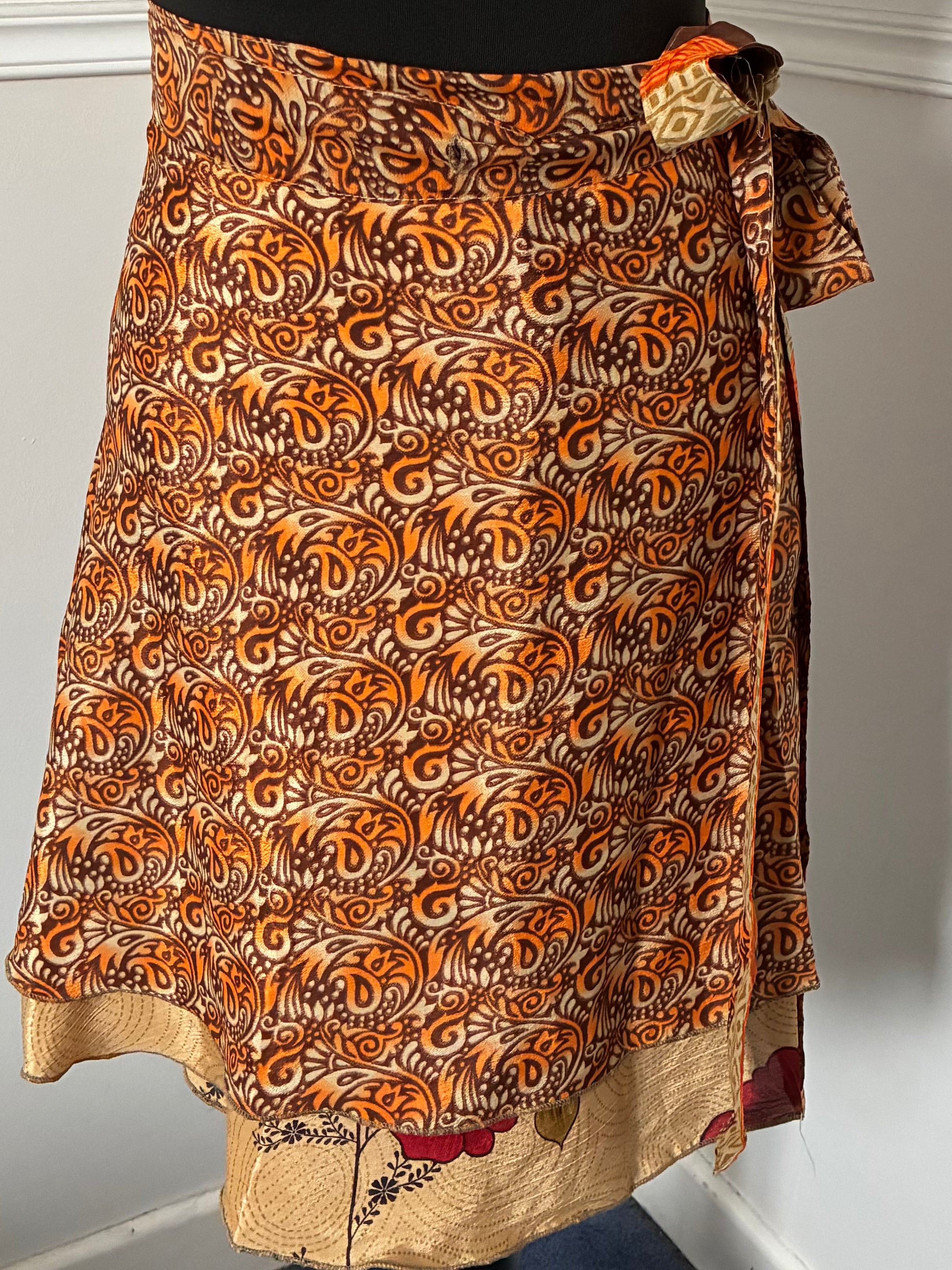 Recycled Reversible Wrap Saree Short Skirt