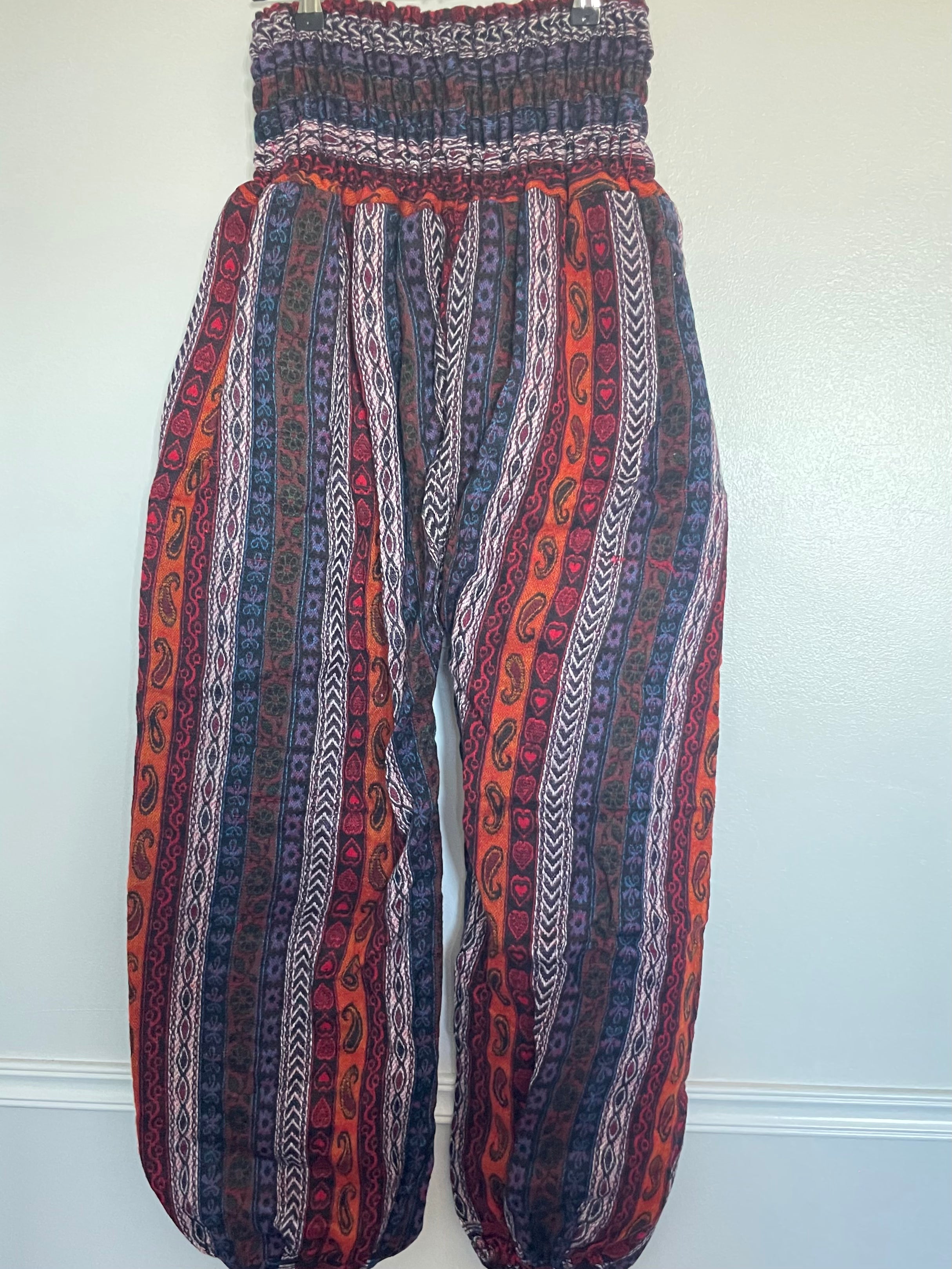 Snuggly Red/Orange Striped Cashmelon Trousers, 24-48” Waist