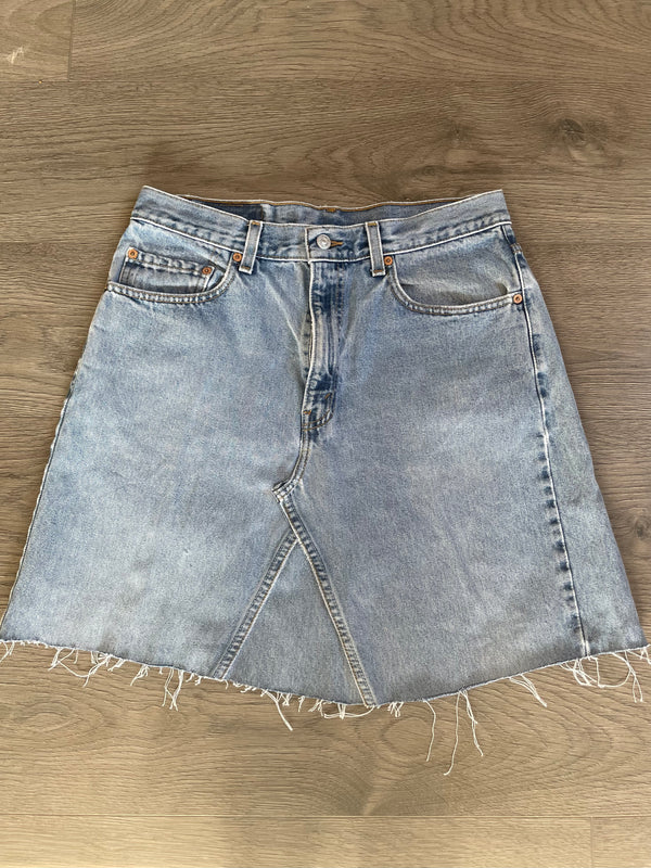 Vintage Up-cycled Levi's 505 Skirt, Light Blue, Waist 32" Length 19"