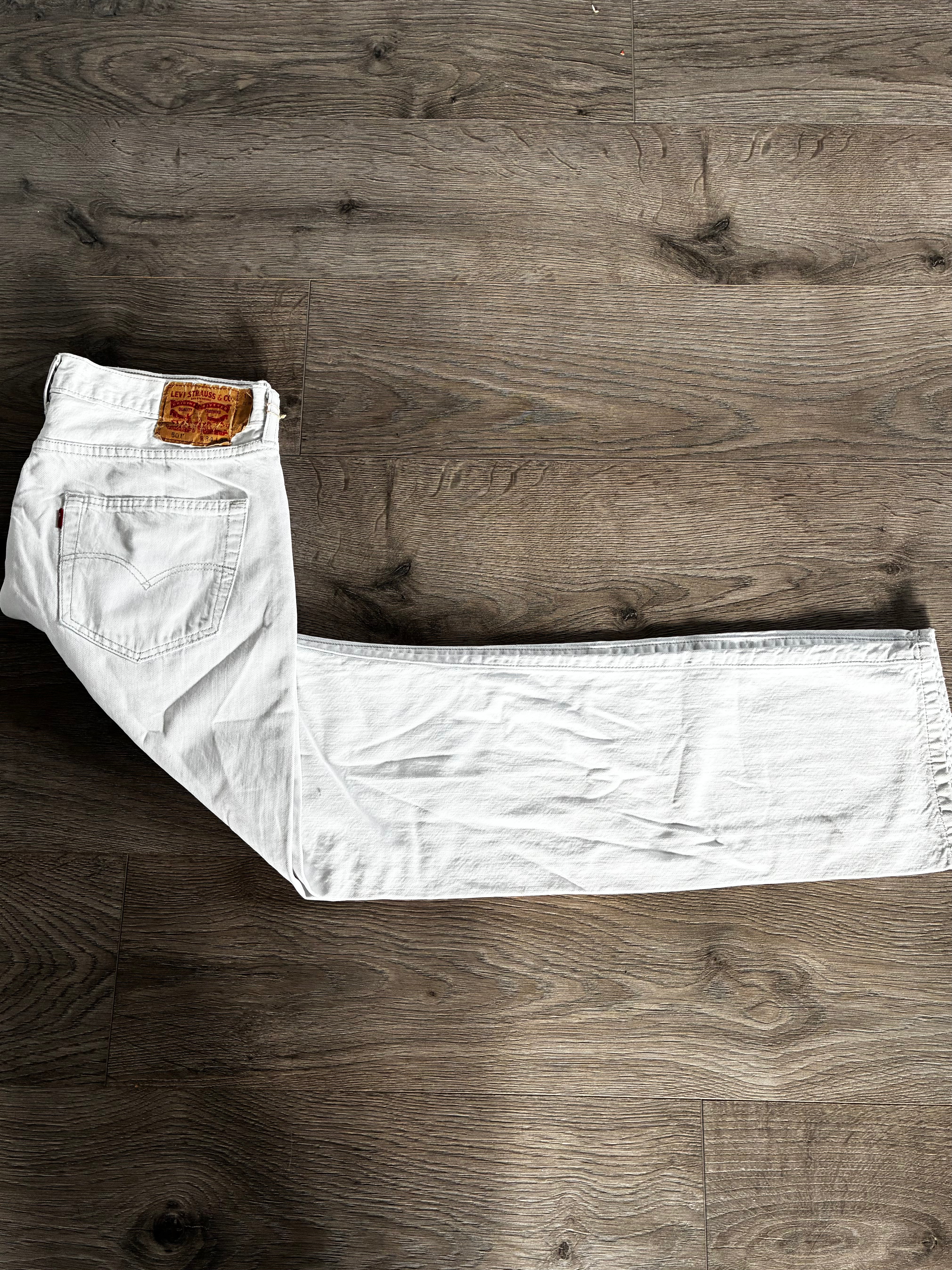 Vintage Levi's 501, White, Label - W34, L32, Actual Size - W36, L33