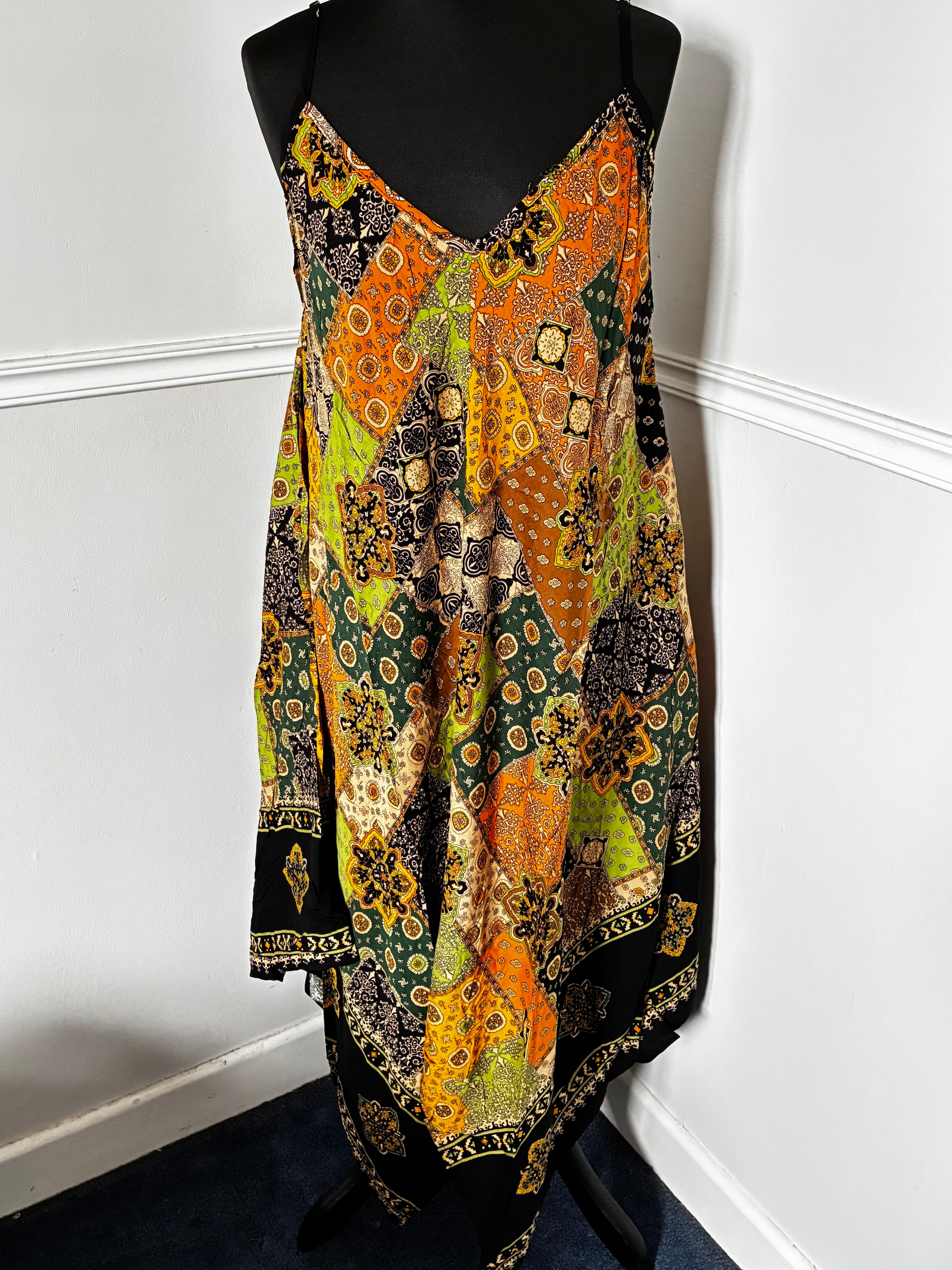 Patchwork Print Hippy Dress