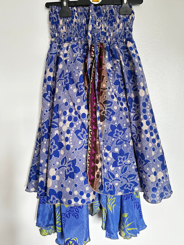 Sari Silk Layered Skirt/Dress, L