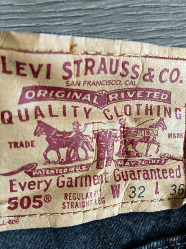 Vintage Levi's 505, Black, Label - W32, L36, Actual Size - W32, L35