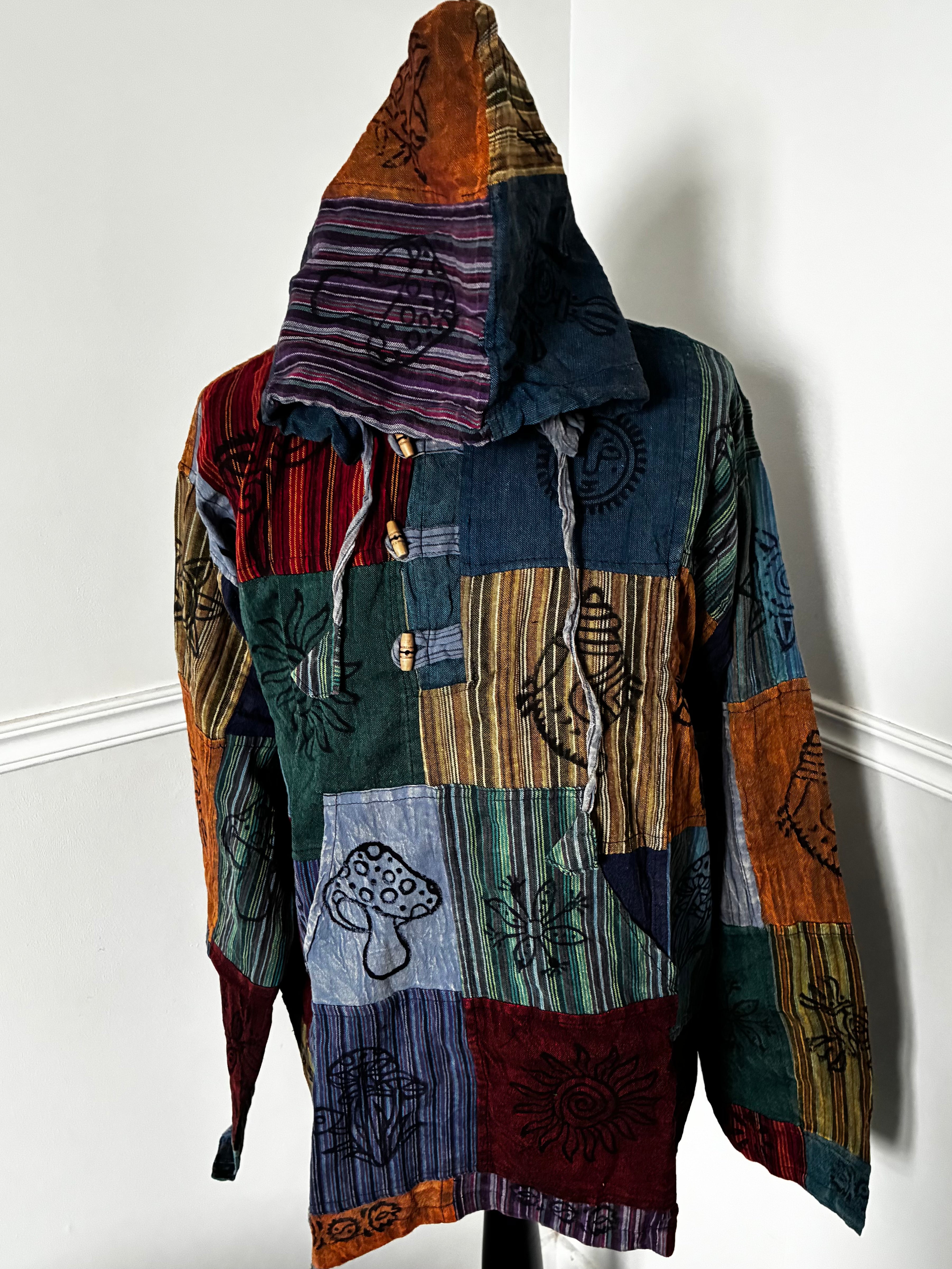 Patchwork Multi Hooded Shirt, L