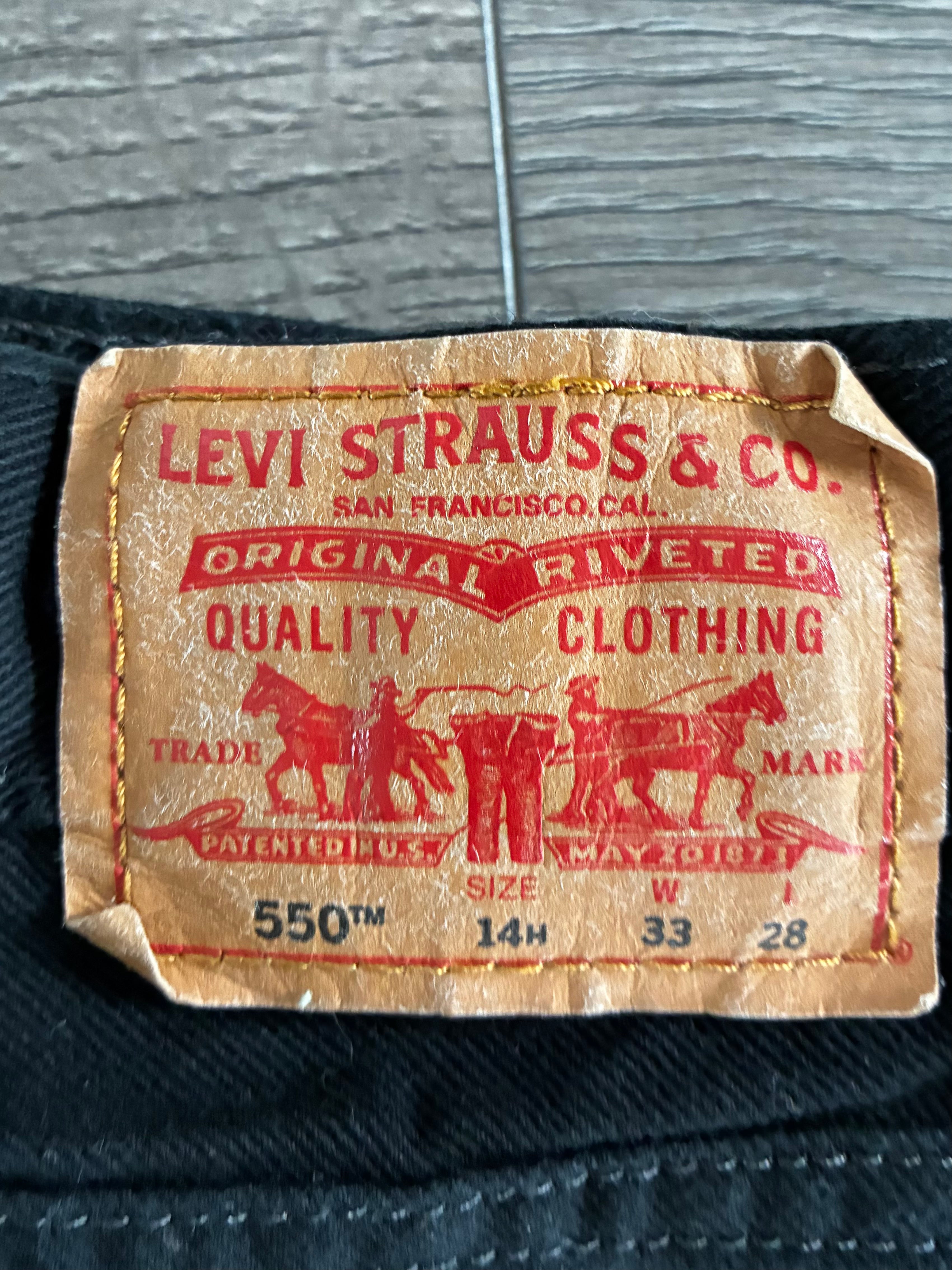 Vintage Levi's 550, Black, Label - W33, L28 Actual Size - W34, L28.5
