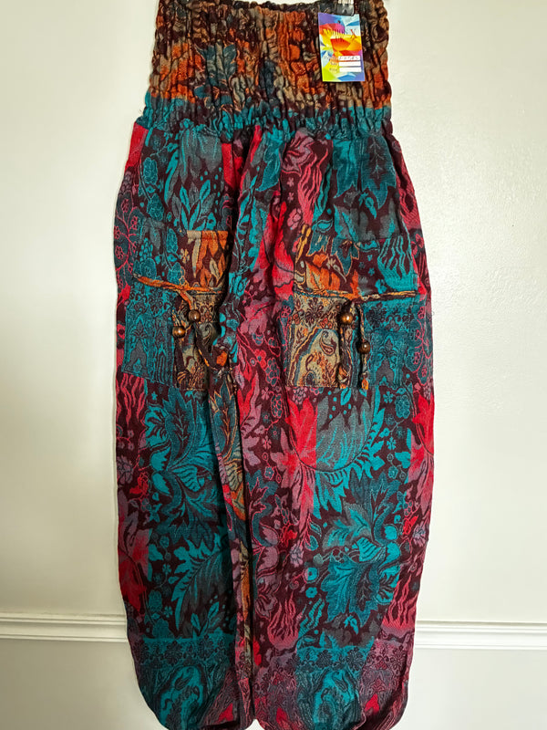 Fluffy Red/blue Cashmelon Trousers, 24-52” Waist