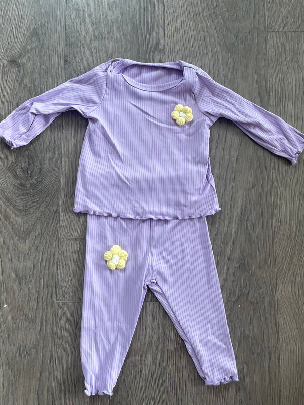 Lilac Ribbed Flower Top and Leggings (2-3yr)