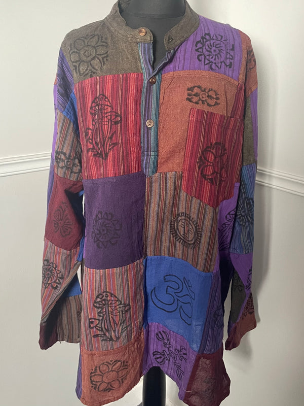 Patchwork Cotton Shirt, XXL