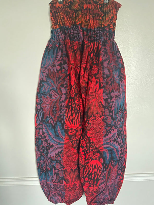 Snuggly Turquoise Flower Cashmelon Trousers, 26-48” Waist