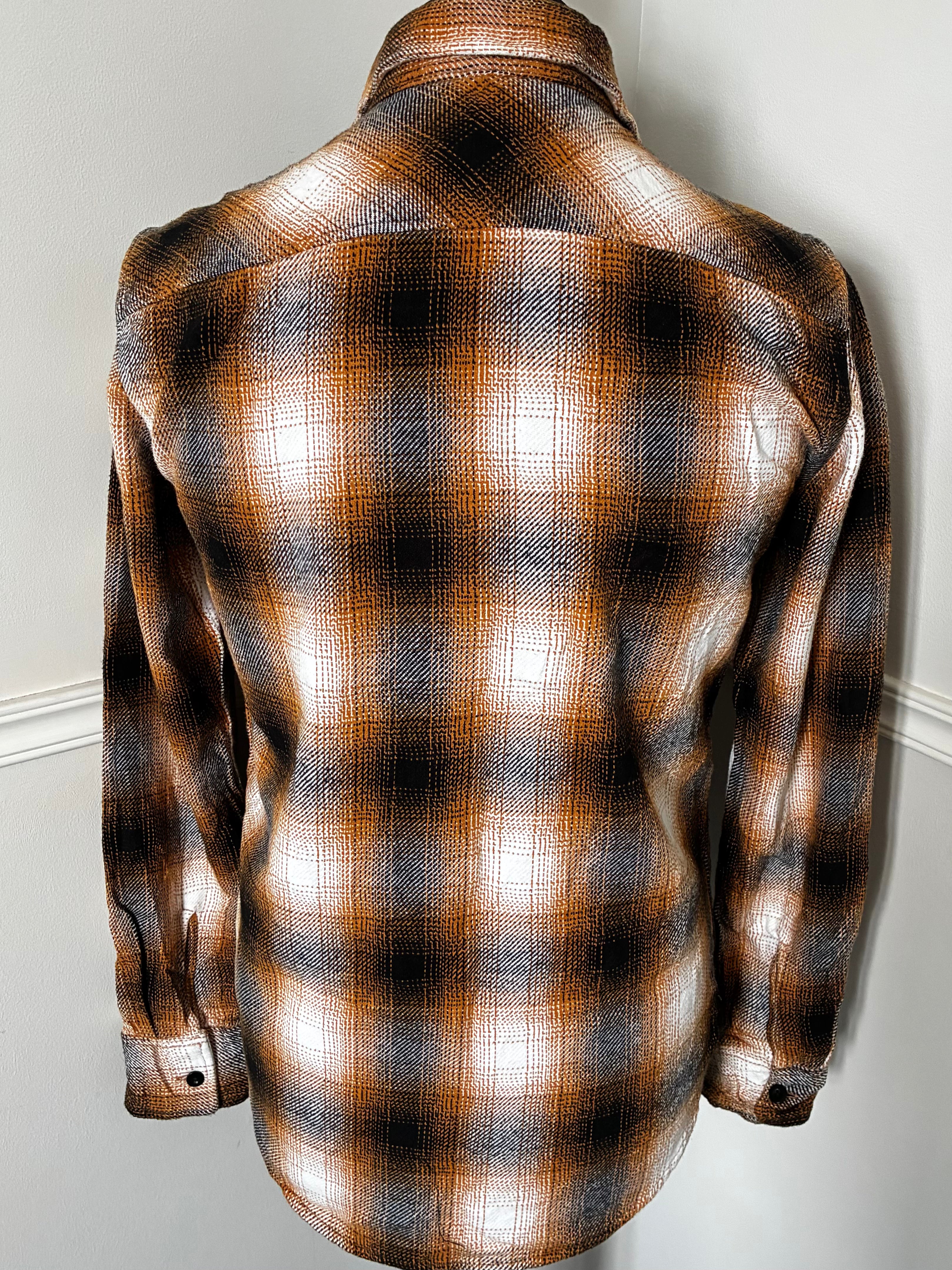 Thick Brown/White Checked Flannel, S