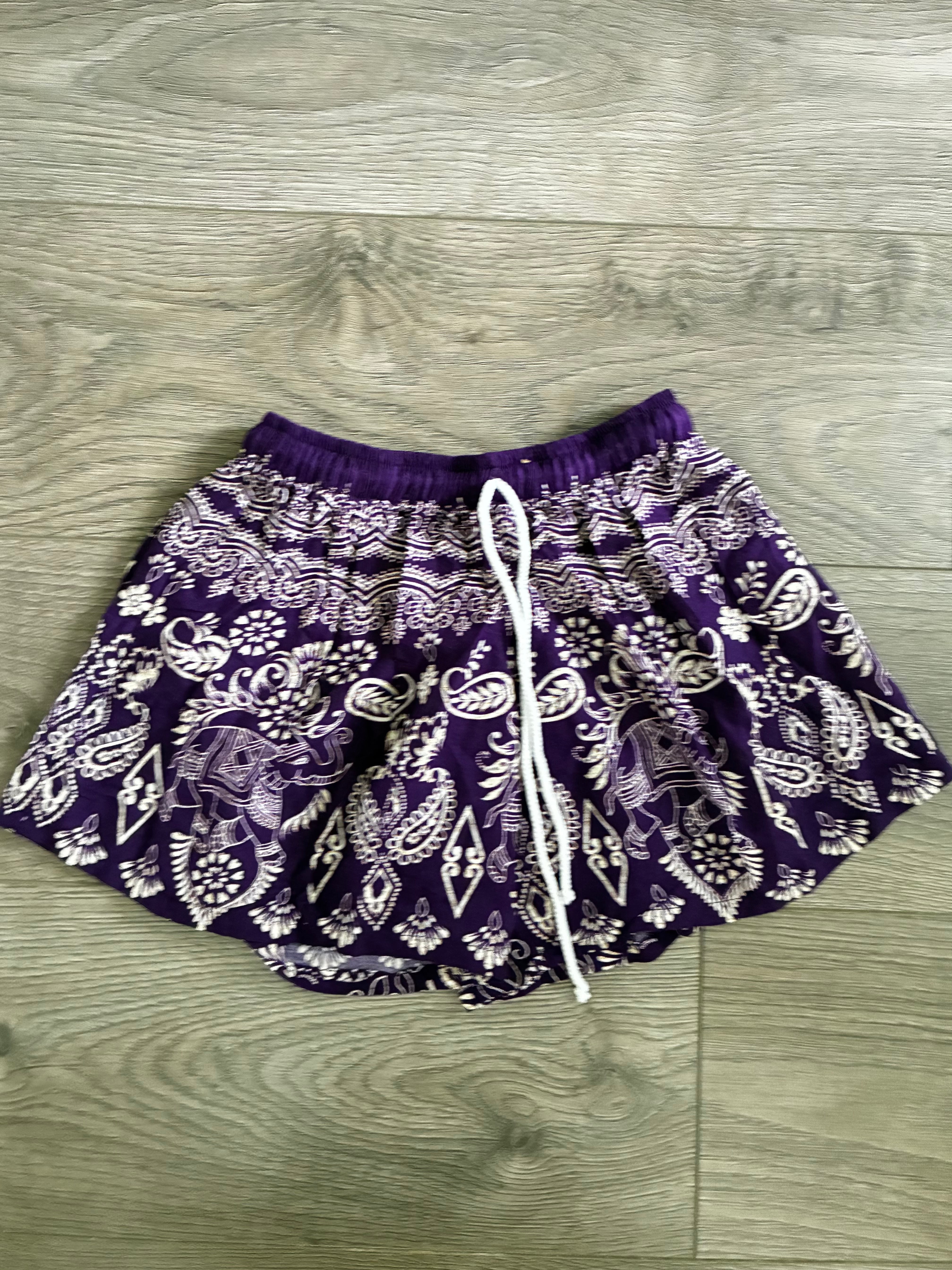 Purple Elephant Tie Dye Shorts