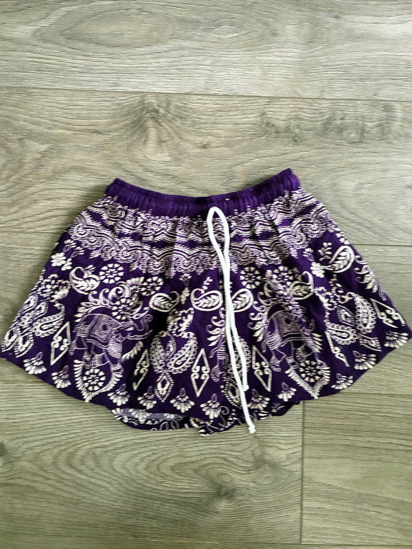 Purple Elephant Tie Dye Shorts