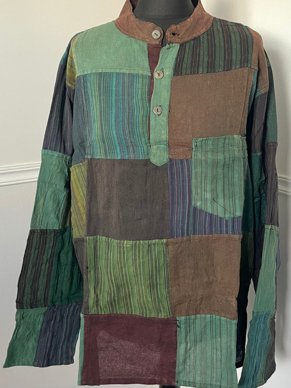 Patchwork Cotton Shirt, L