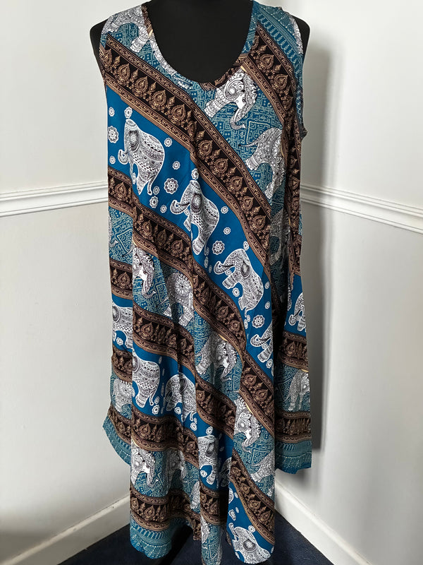 Turquoise/Gold Elephant Dress