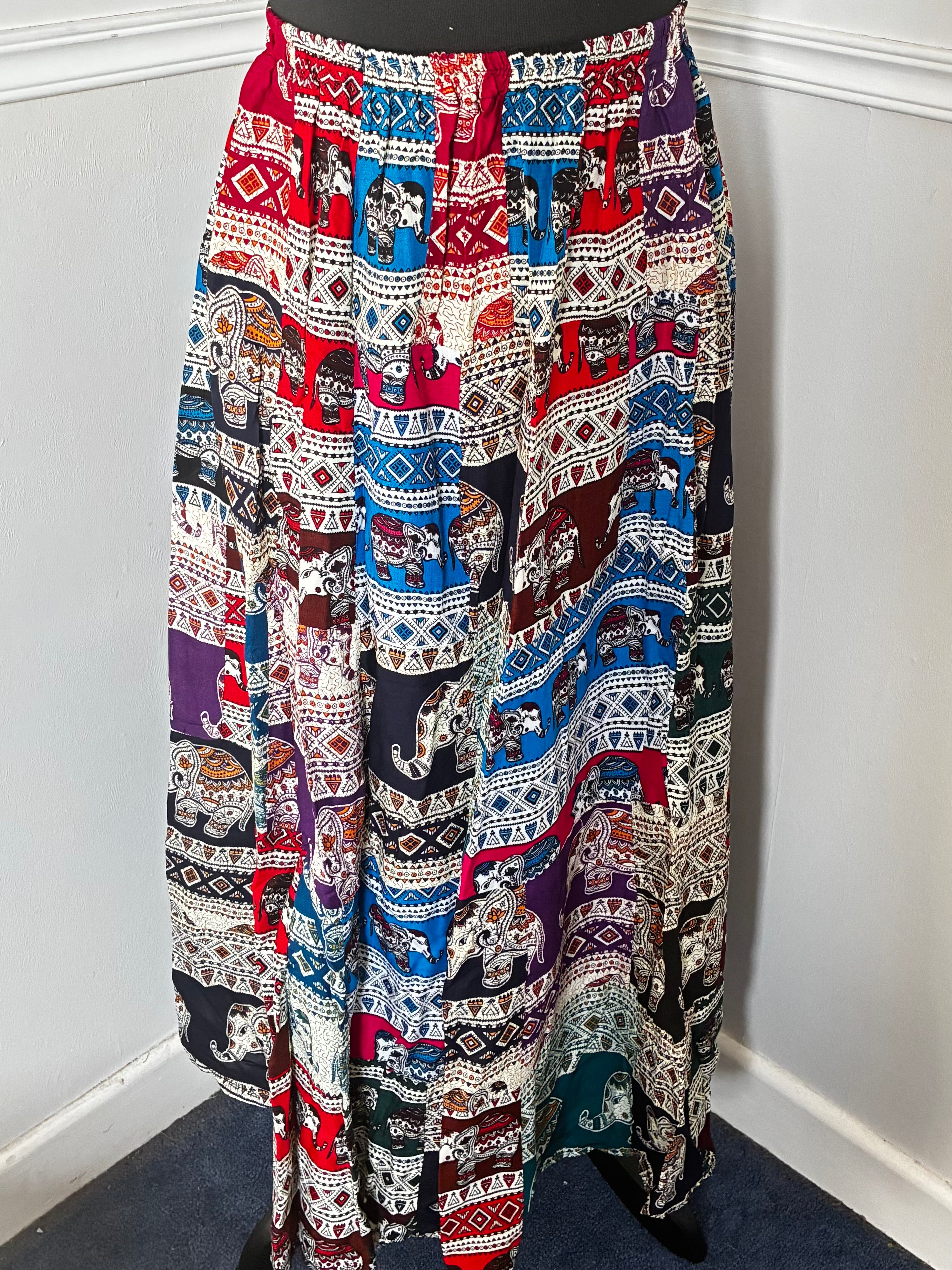 Bright Elephant Patch Skirt