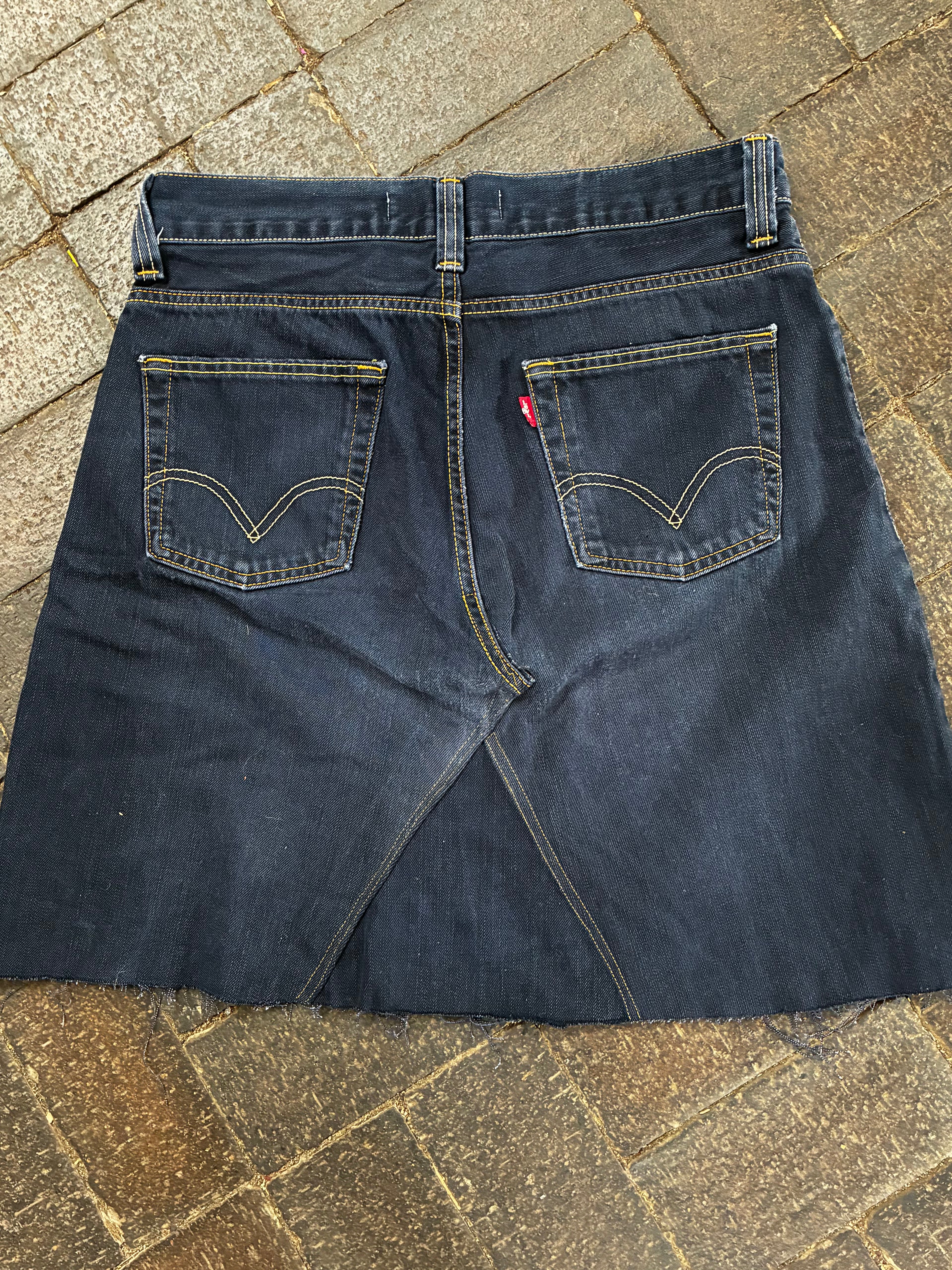 Vintage Up-cycled Levi's 512 Skirt, Dark Blue, Size 14