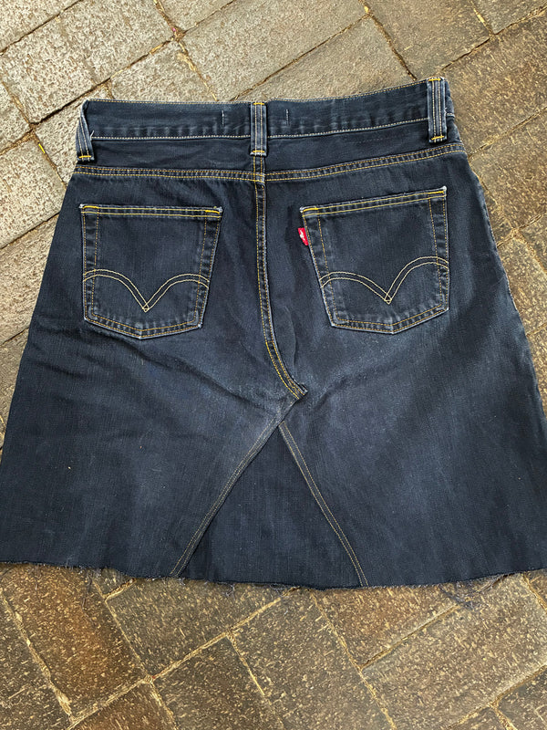 Vintage Up-cycled Levi's 512 Skirt, Dark Blue, Size 14