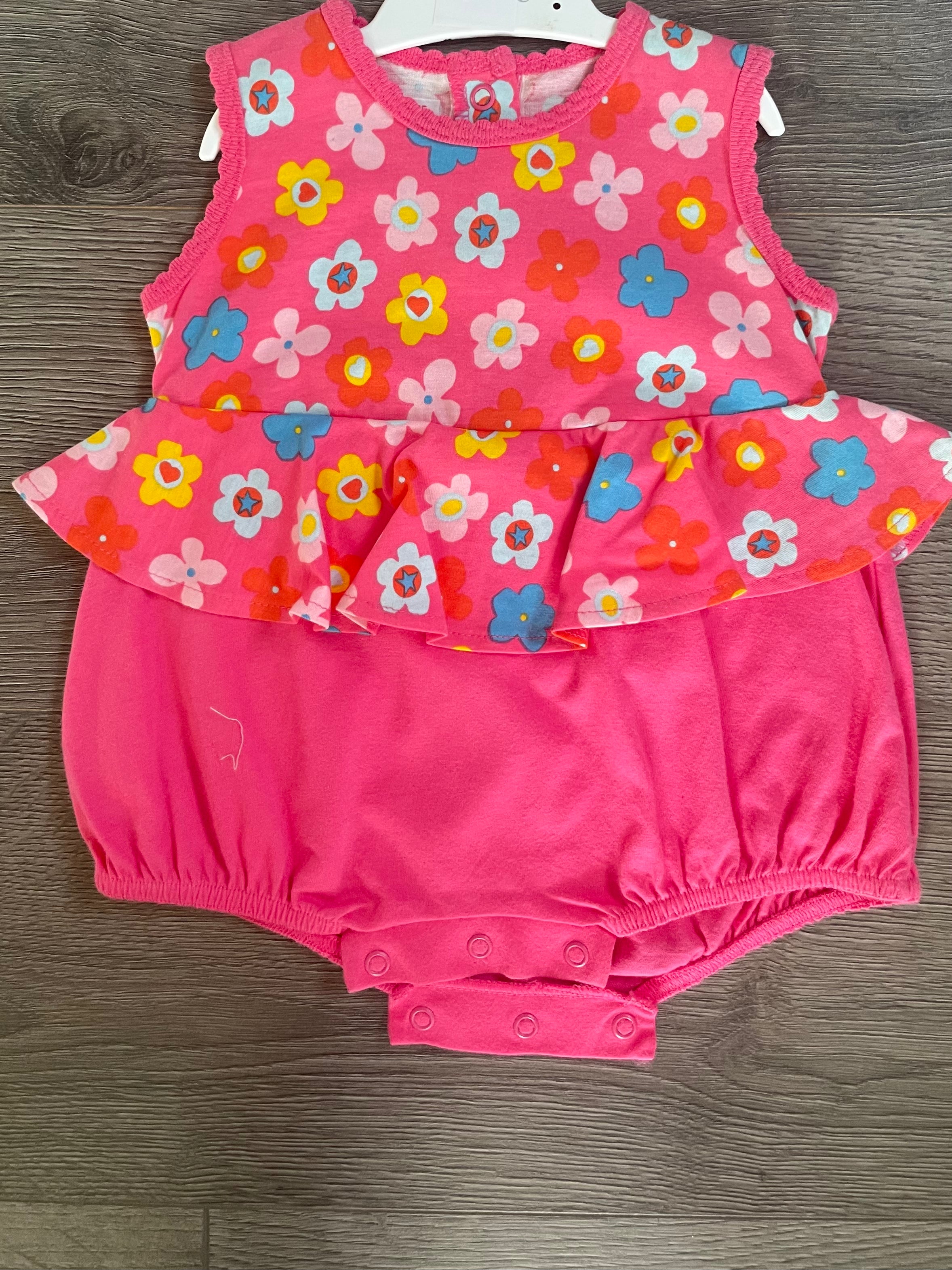Pink flower romper (0-3 months)