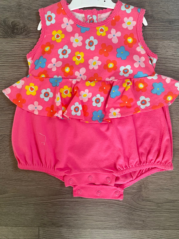 Pink flower romper (0-3 months)