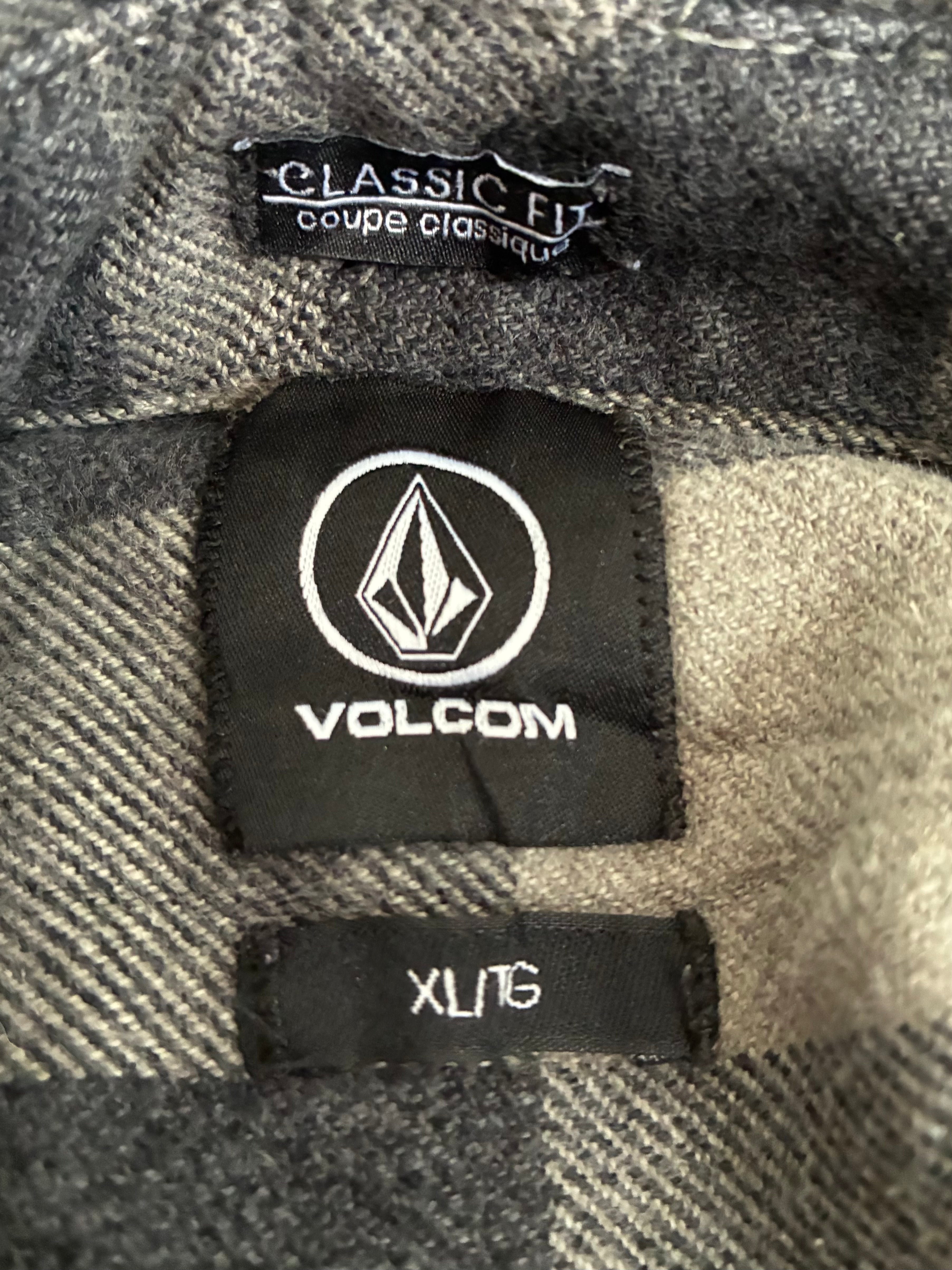 Thick Volcom Grey Checked Flannel, XL