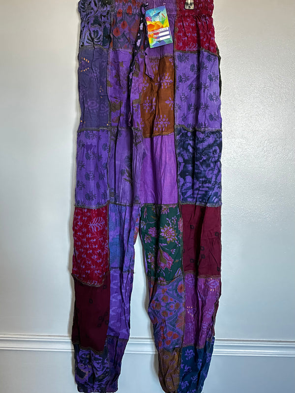 Purple Patchwork Overlock Trousers
