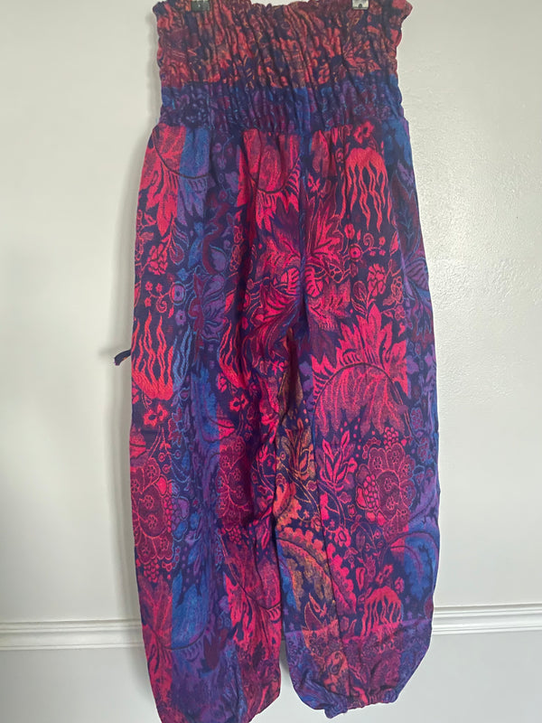 Snuggly Pink/Blue Flower Cashmelon Trousers, 26-50” Waist