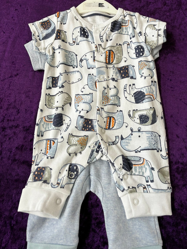2 pack elephant and rhino romper (Newborn)