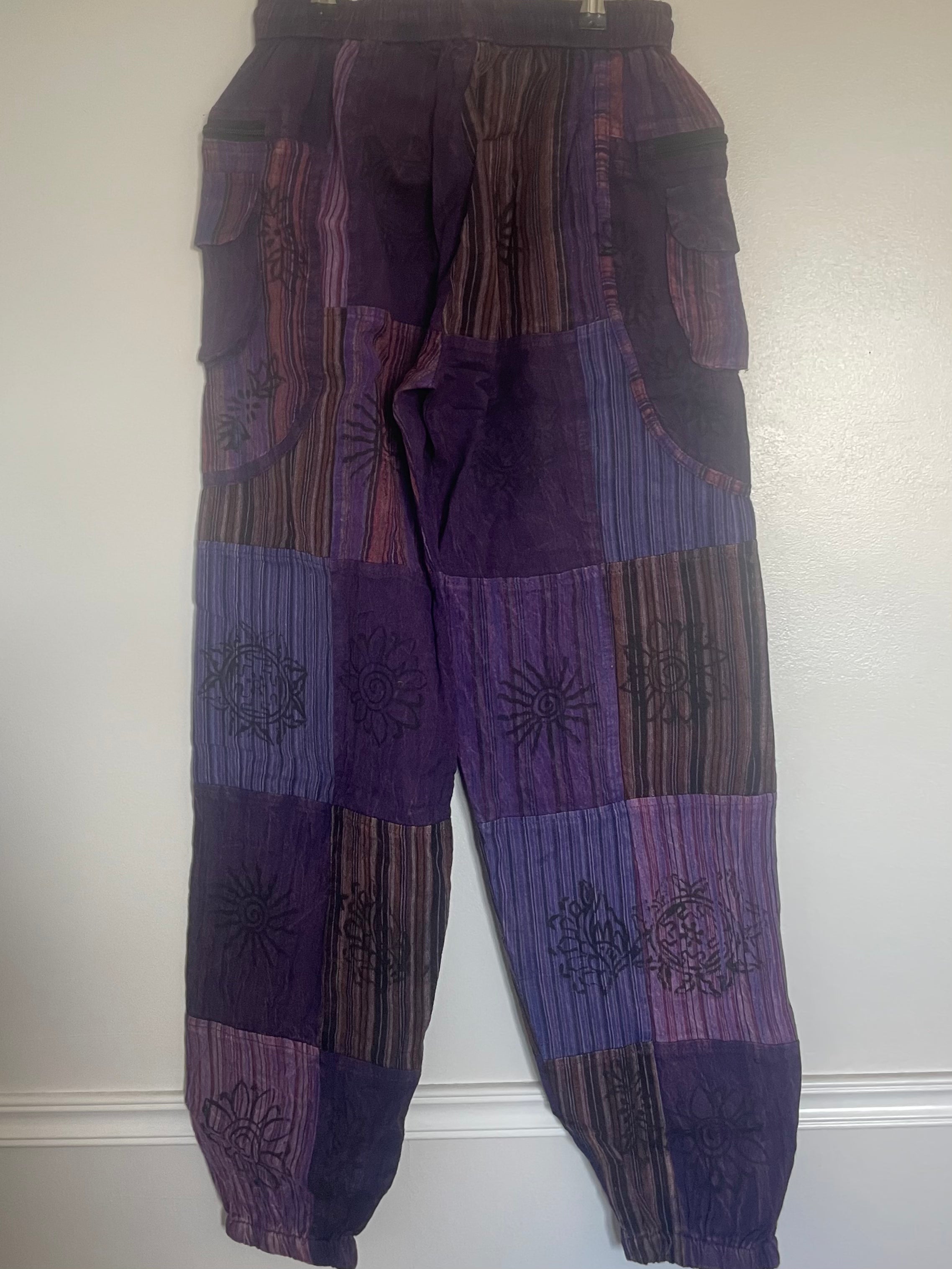 Patchwork Zip Pocket Trousers, S/M