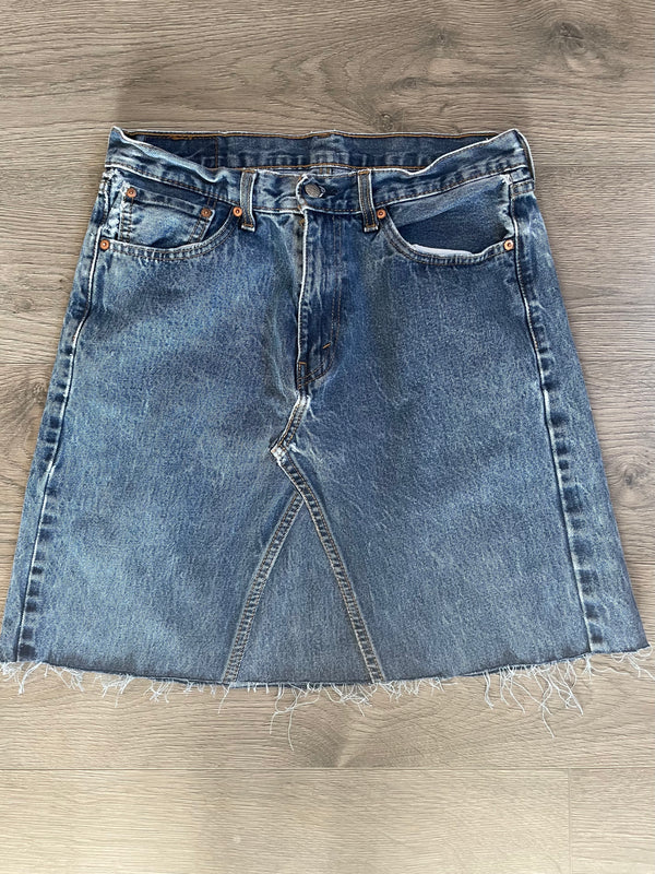 Vintage Up-cycled Levi's 505 Skirt, Blue, Waist 34" Length 20"