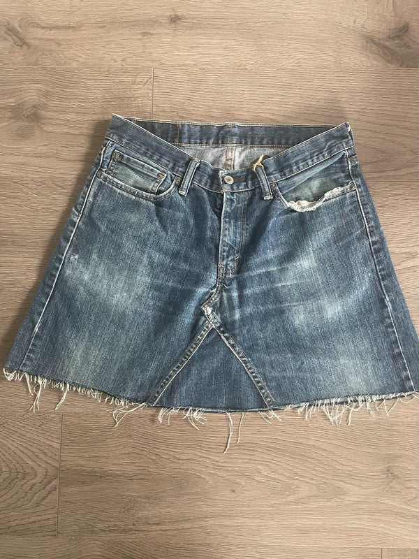 Vintage Up-cycled Levi's 514 Skirt, Blue, Waist 34" Length 17.5"