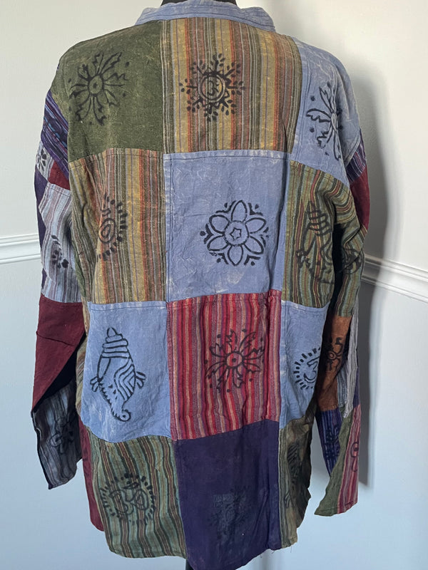 Patchwork Cotton Shirt, XXL