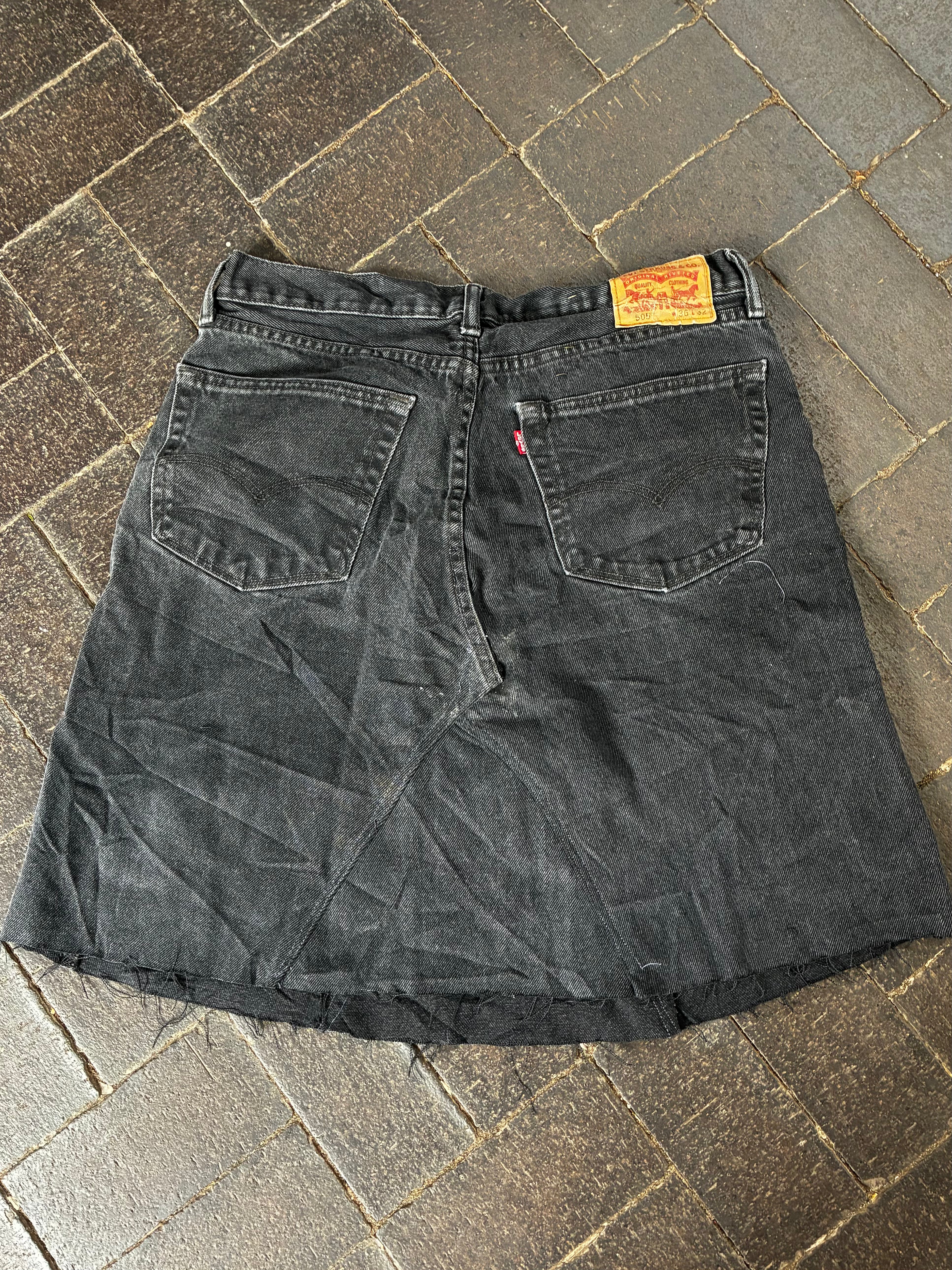 Vintage Up-cycled Levi's 505 Skirt, Black, Size 16