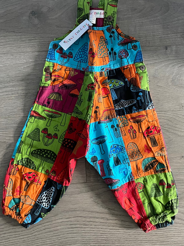 Mushroom Patch Dungarees, (age 6-12mths)