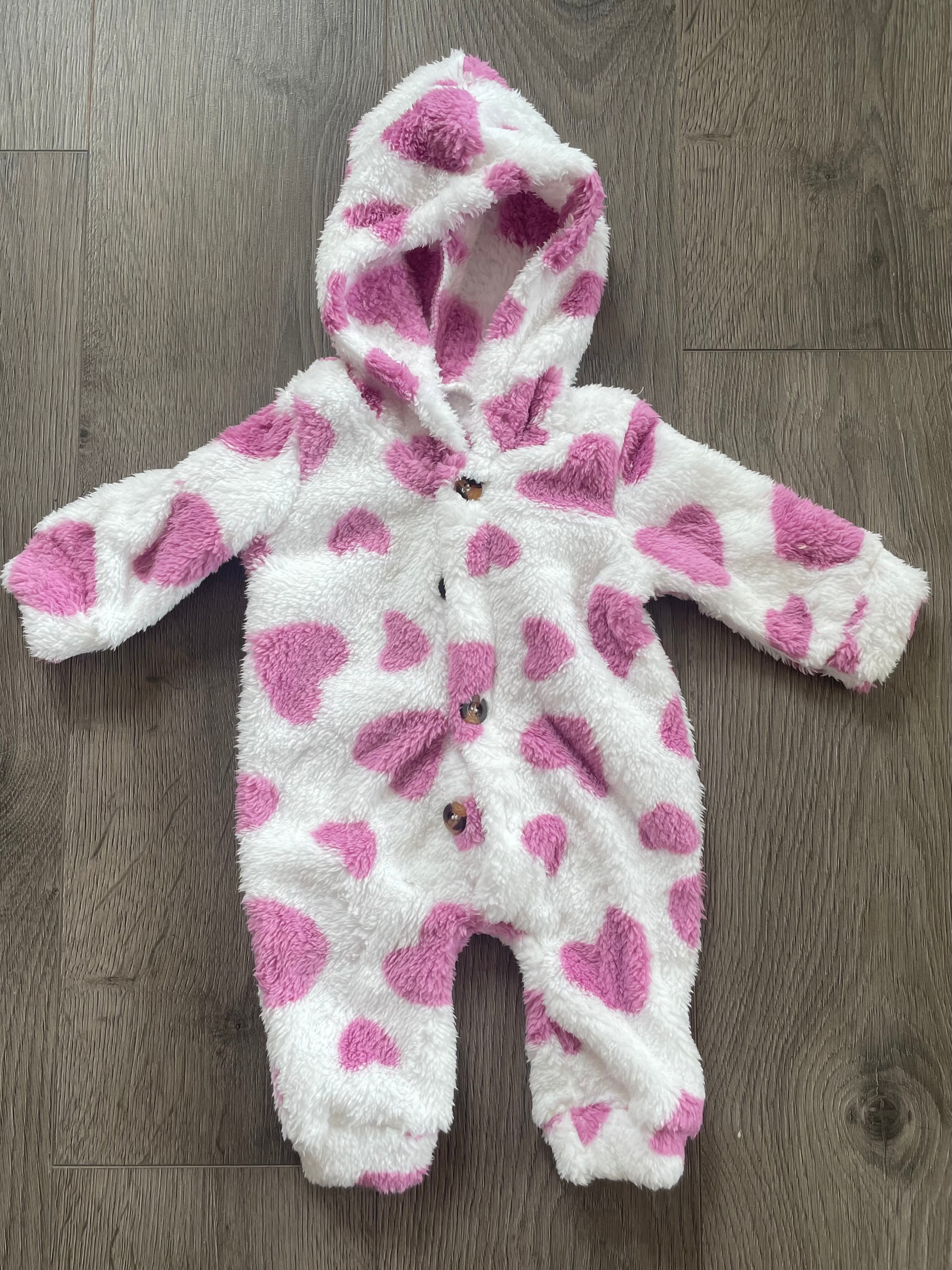 Pink Heart Fluffy Romper (1-3mths)