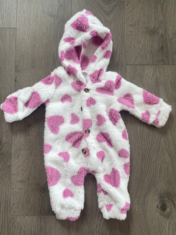 Pink Heart Fluffy Romper (1-3mths)